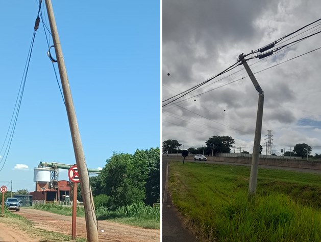 Postes da Vivo em risco de queda preocupam moradores de Fernandópolis