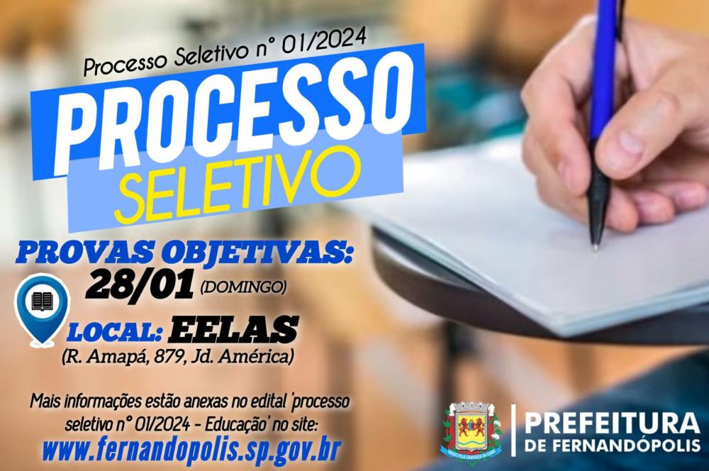 Prova objetiva do Processo Seletivo de professores acontece no domingo, dia 28