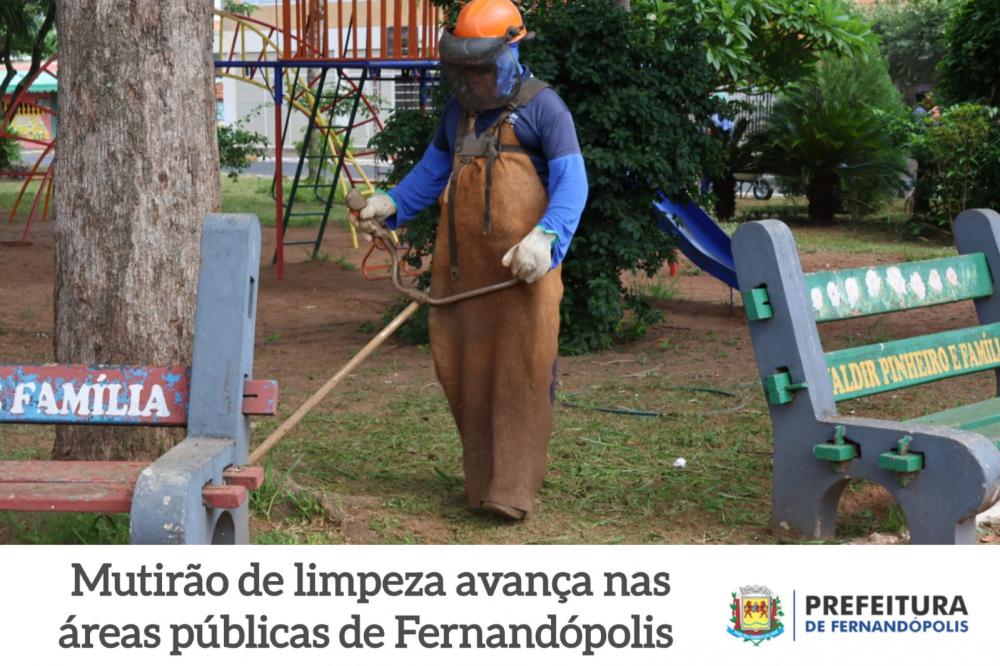 Mutirão de limpeza das áreas públicas avança pelos bairros de Fernandópolis 