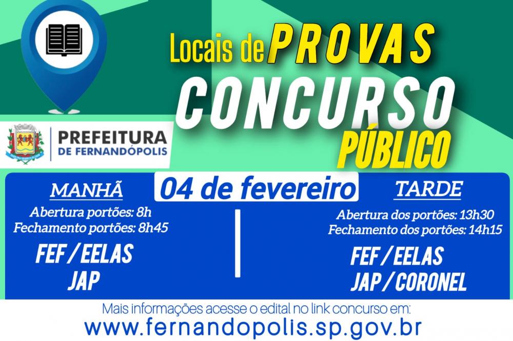 Divulgados horários e locais de provas do Concurso da Prefeitura