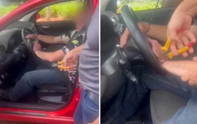 Atirador é encontrado amarrado em carro e diz que foi roubado 