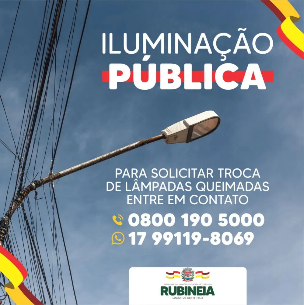 Empresa disponibiliza número para solicitação de troca de lâmpada queimada 