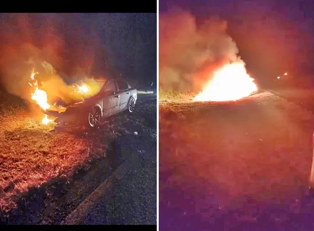 Incêndio destrói veículo na rodovia Antônio Faria em Macedônia