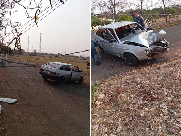 Carro bate em poste e deixa duas mulheres feridas em Palmeira d´Oeste