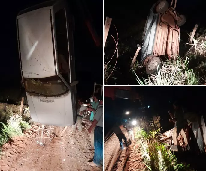 Três ficam feridos após carro cair em córrego em Estrela d’Oeste