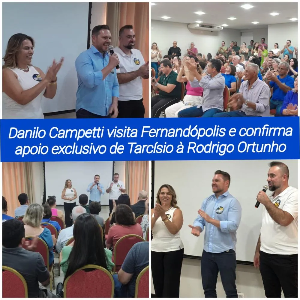 Danilo Campetti visita Fernandópolis e reafirma apoio exclusivo de Tarcísio à Rodrigo Ortunho