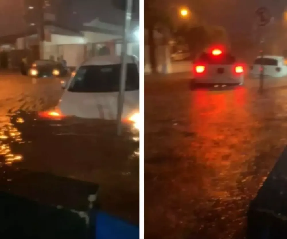 Chuva intensa provoca alagamento em avenida de Fernandópolis