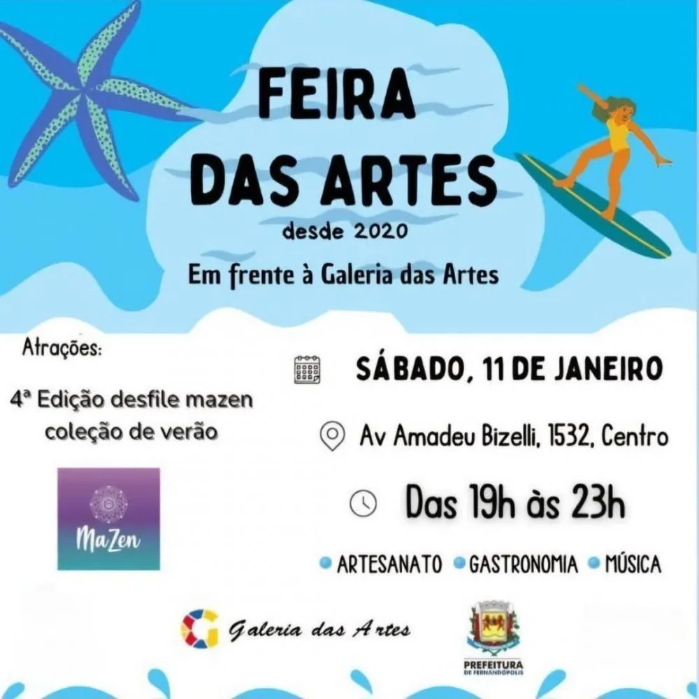 ‘Feira das Artes’ acontece neste sábado (11) na Av. Amadeu Bizelli 