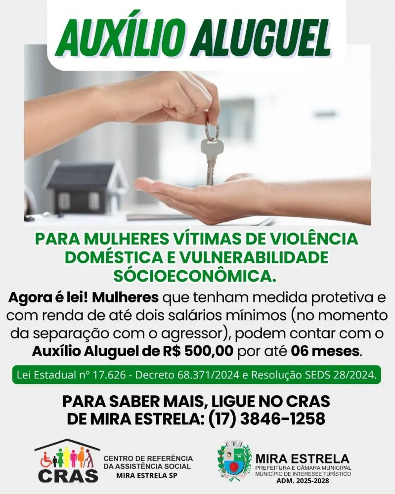 Mira Estrela oferece Auxílio Aluguel para mulheres em situação de violência doméstica