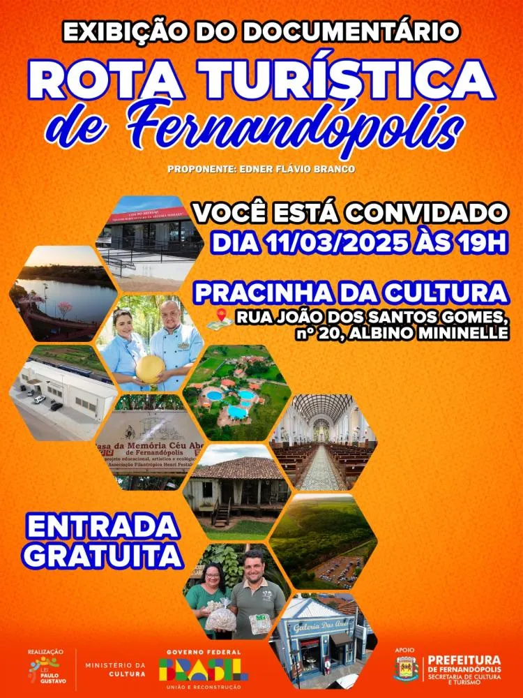 Exibição do Documentário “Rota Turística de Fernandópolis” na Pracinha da Cultura 
