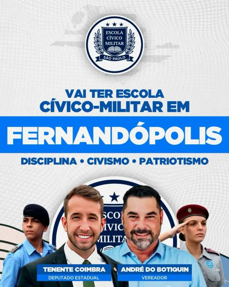 Fernandópolis terá primeira Escola Cívico-Militar: EELAS será pioneira no novo modelo educacional