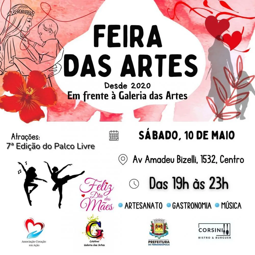 Sábado tem Feira das Artes especial para as mães 