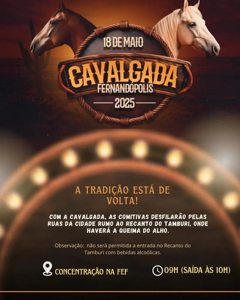 Cavalgada e Queima do Alho acontecem no domingo, 18 