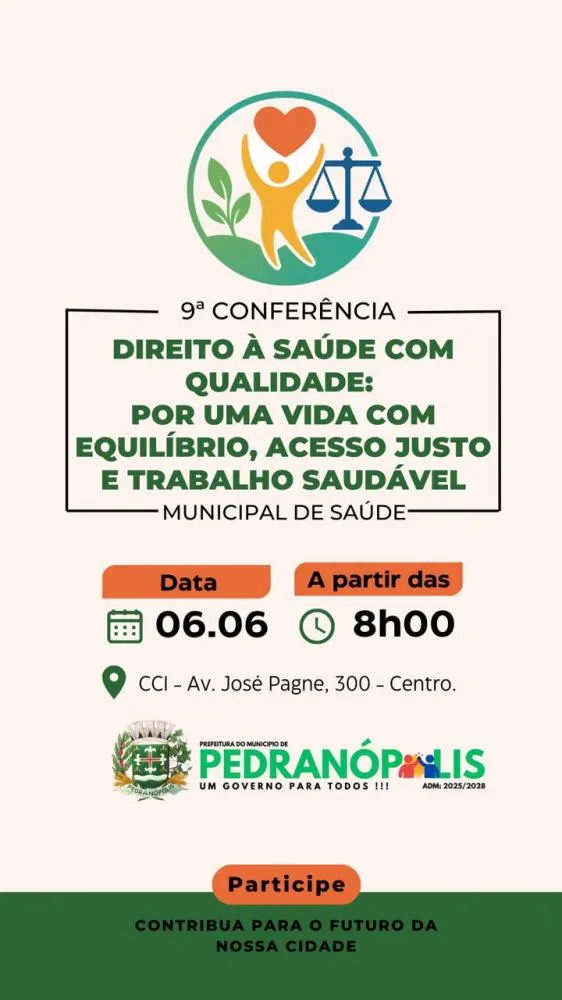 Pedranópolis promove 9ª Conferência Municipal de Saúde com foco na qualidade de vida e no acesso justo aos serviços