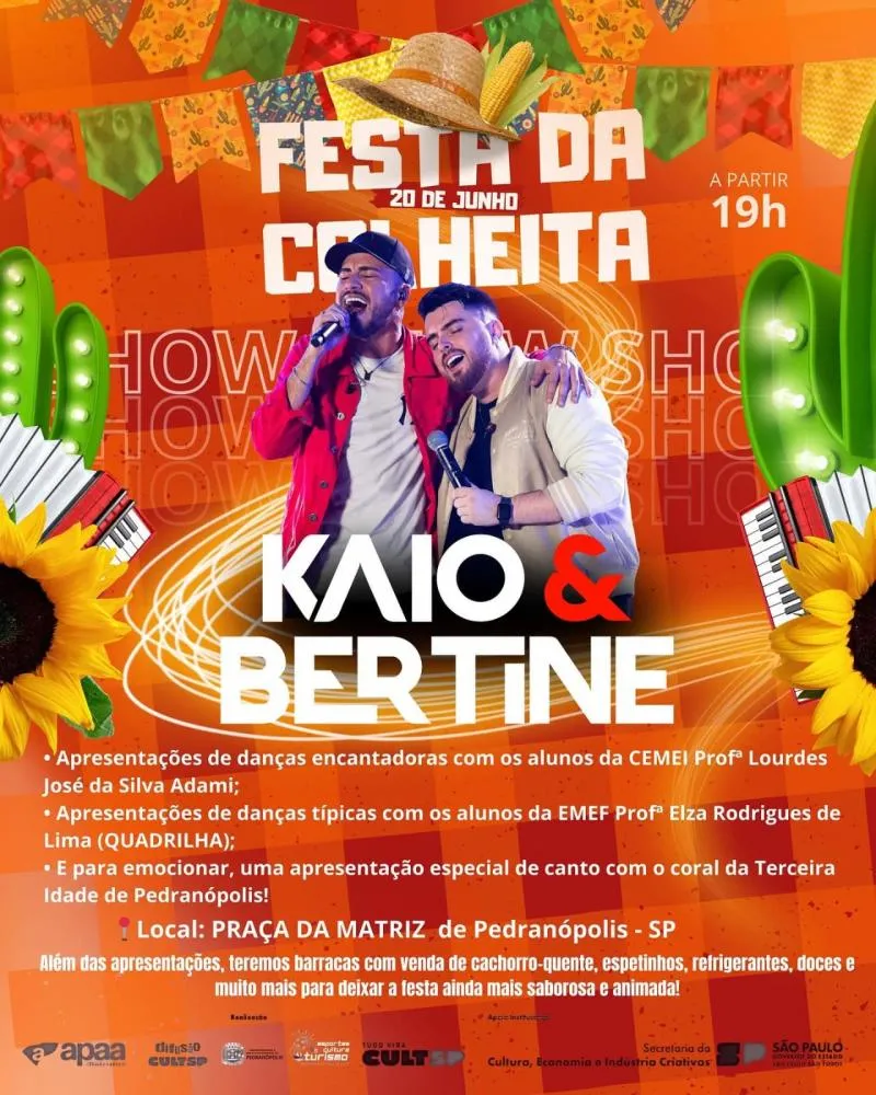Pedranópolis se prepara para a tradicional Festa da Colheita com muito show, dança e comidas típicas