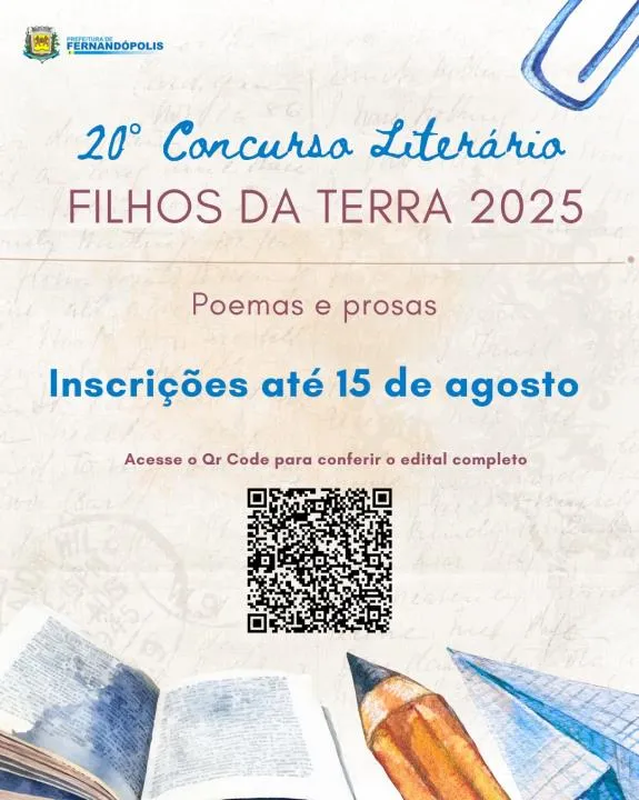 Concurso Literário Filhos da Terra recebe inscrições até sexta-feira (15) 