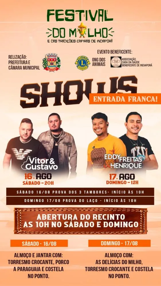 Indiaporã se prepara para receber o tradicional Festival do Milho e das Tradições Caipiras neste fim de semana