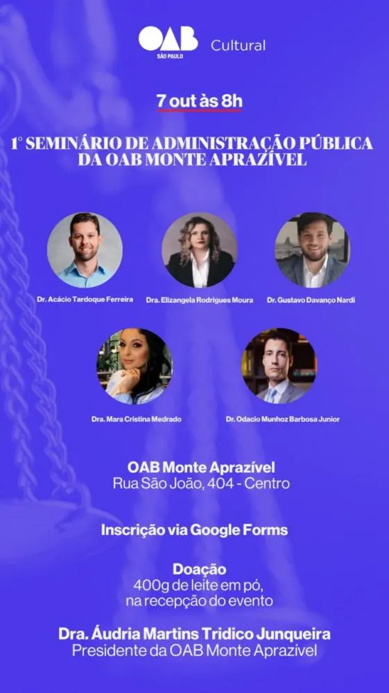 Monte Aprazível recebe 1º Seminário de Administração Pública da OAB