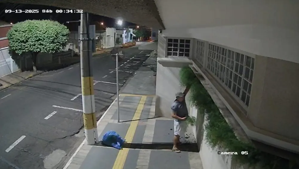 Furto inusitado: homem é flagrado roubando plantas de fachada no centro de Fernandópolis