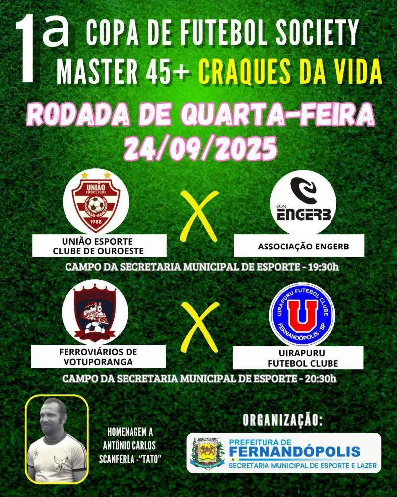 Copa “Craques da Vida” terá rodada nesta quarta-feira 