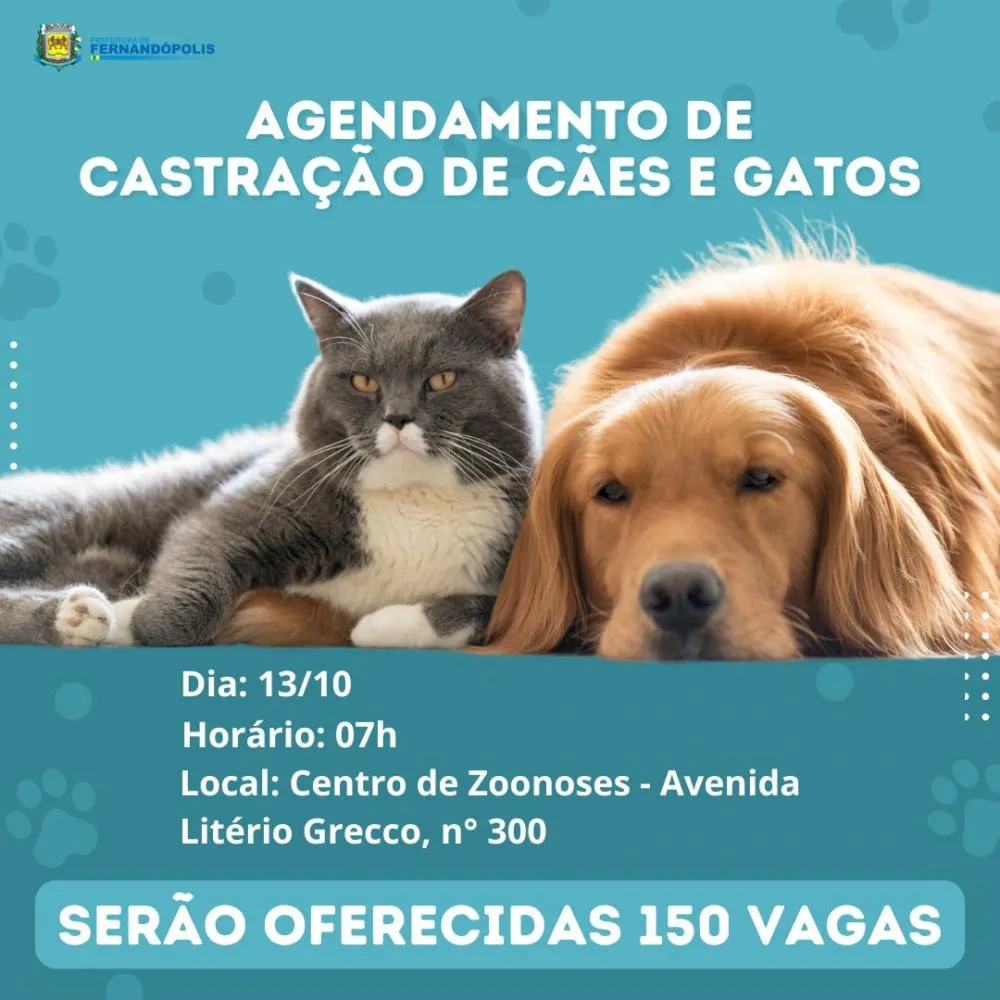 Centro de Zoonoses distribuirá senhas para castração gratuita 