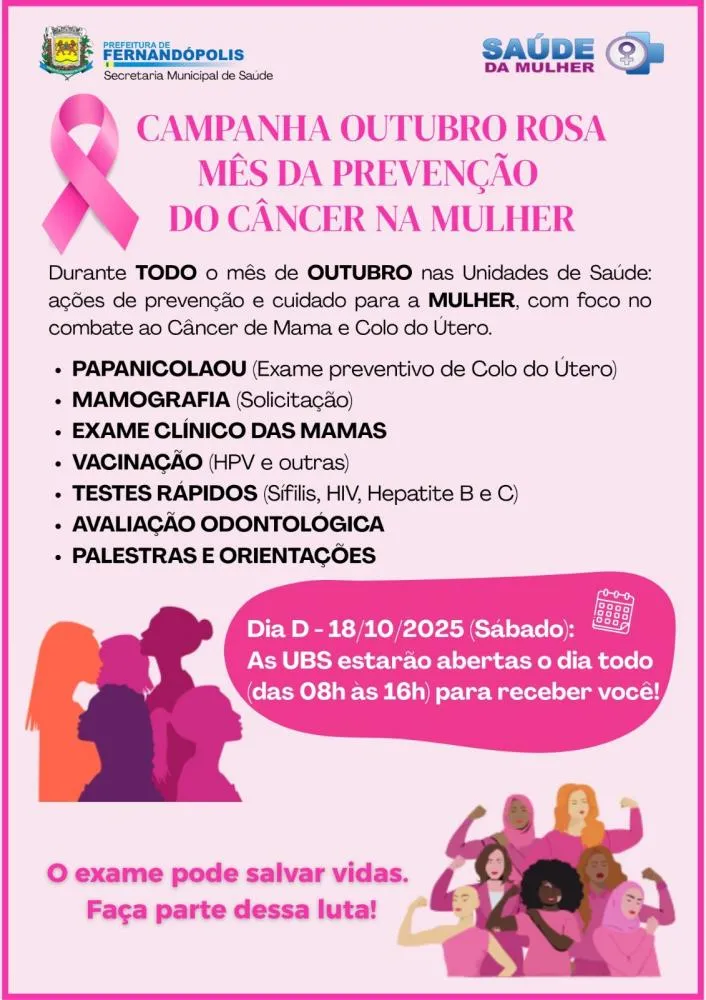 Outubro Rosa: UBSs abrem neste sábado com serviços voltado à saúde da mulher 