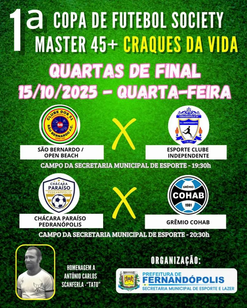 Copa “Craques da Vida” tem rodada dupla nesta quarta-feira 