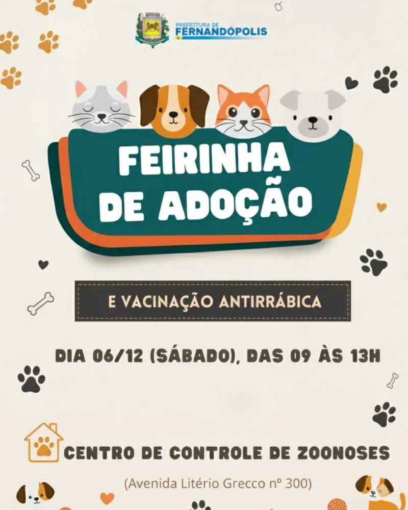 CCZ promove vacinação e campanha de adoção de animais no próximo sábado