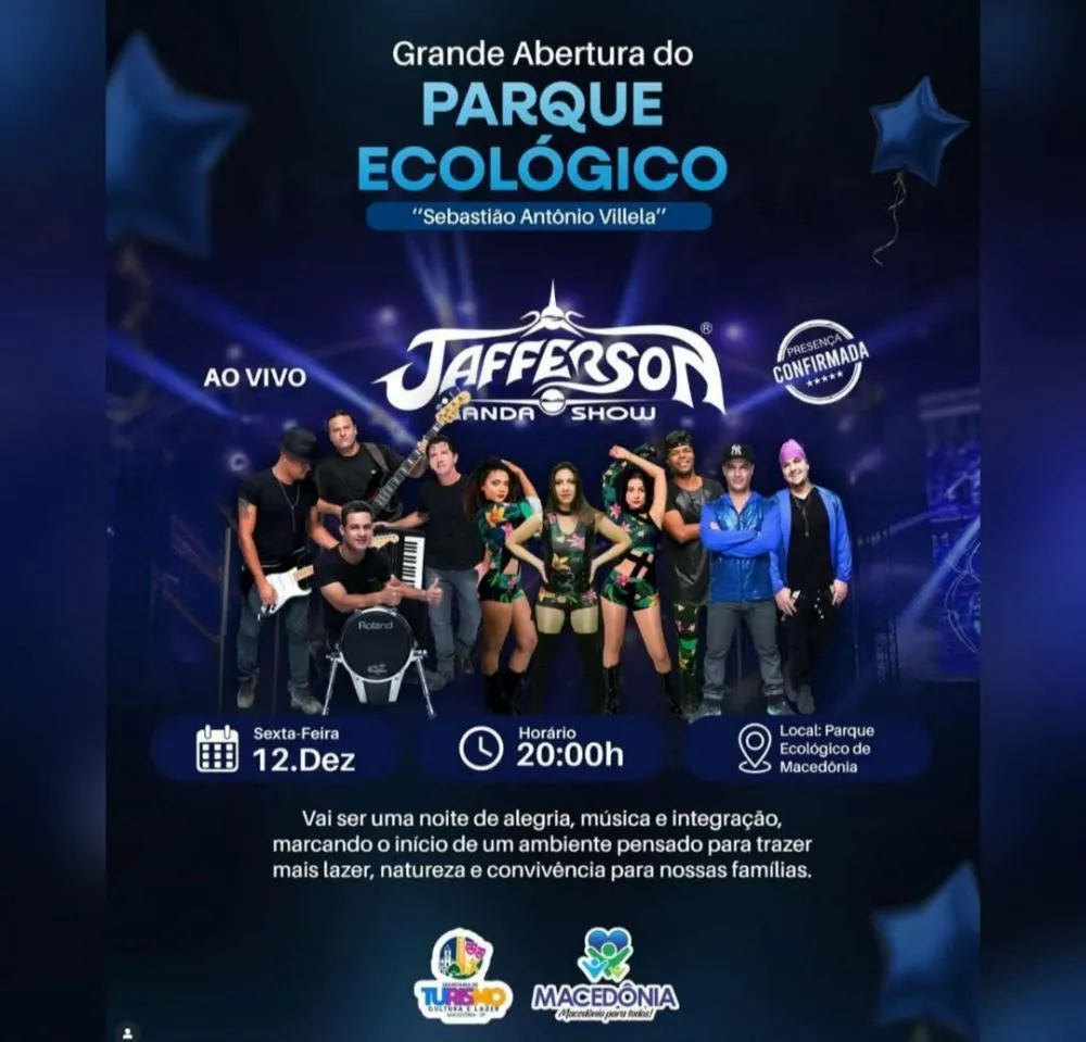 Macedônia inaugura seu novo Parque Ecológico com grande show da Banda Jafferson