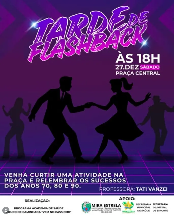 Praça Central recebe “Tarde de Flashback” com música e atividades de saúde em Mira Estrela