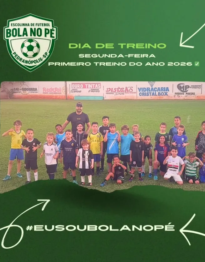 Escolinha Bola no Pé inicia 2026 com primeiro treino do ano em Pedranópolis