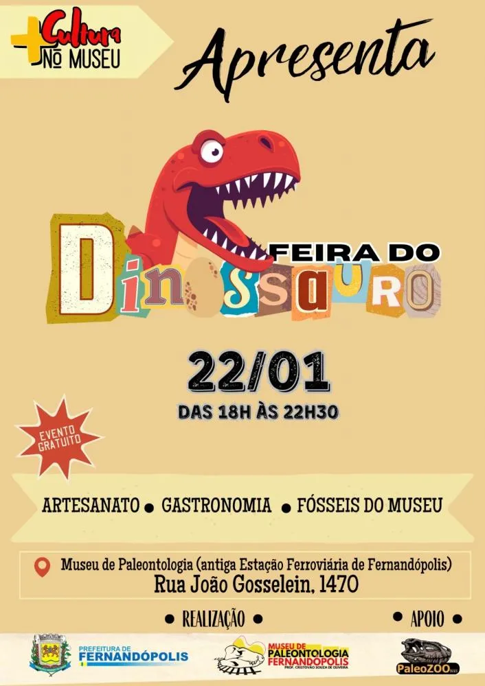 Museu de Paleontologia recebe Feira do Dinossauro nesta quinta-feira 