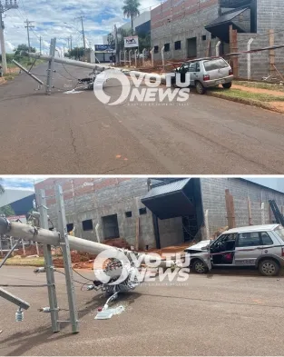 Batida derruba poste e deixa cerca de mil imóveis sem energia no Parque Industrial II