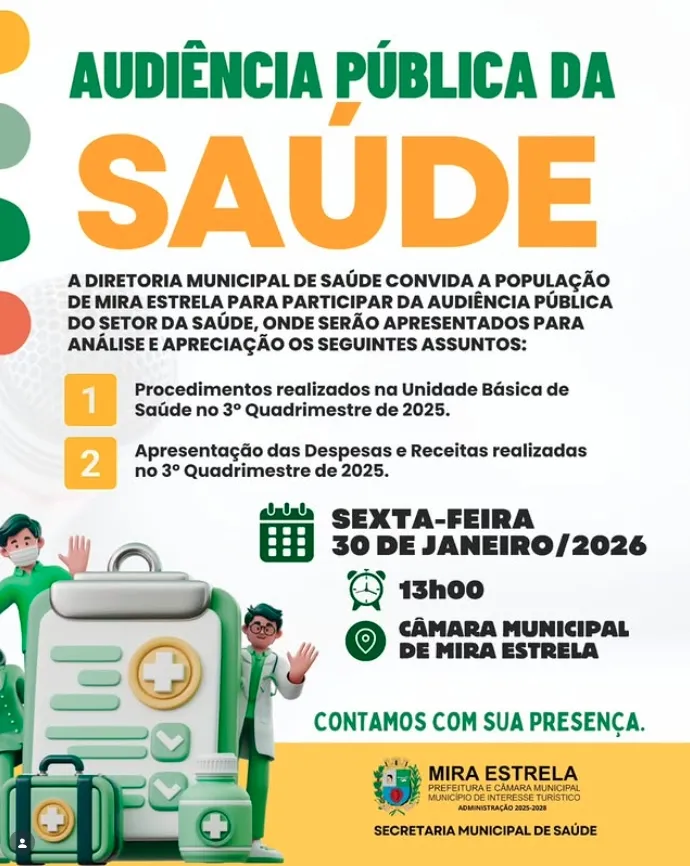 Mira Estrela realiza Audiência Pública da Saúde nesta sexta-feira