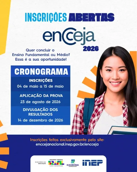 Inscrições para o Encceja 2026 estão abertas e seguem até 15 de maio