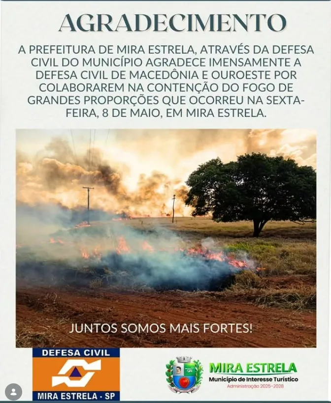 União entre defesas civis foi decisiva no combate a incêndio em Mira Estrela
