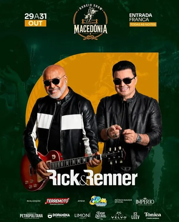 Rick & Renner são confirmados no Macedônia Rodeio Show 2026