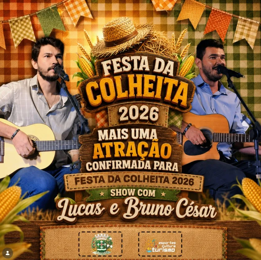 Lucas e Bruno César são confirmados na Festa da Colheita em Pedranópolis 2026