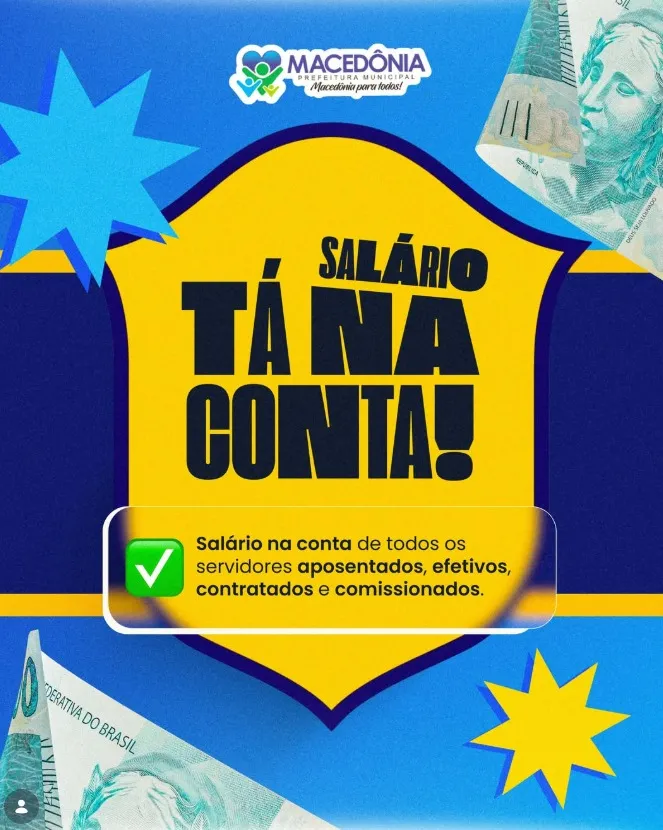 Prefeitura de Macedônia realiza pagamento dos servidores e reforça compromisso com valorização do funcionalismo