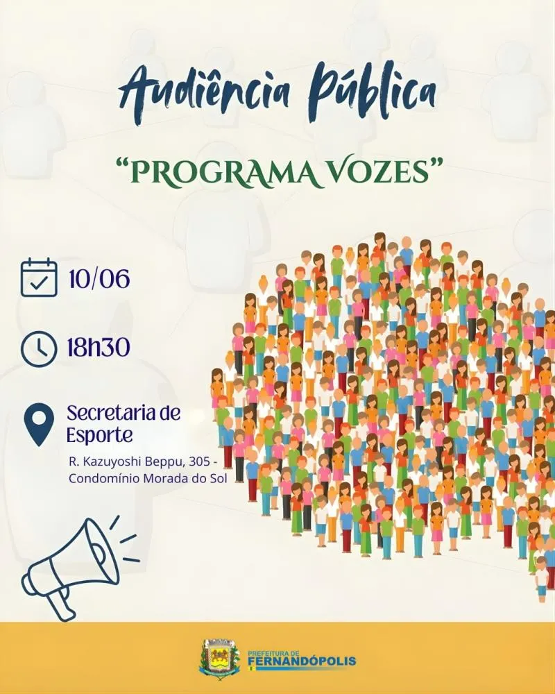  Prefeitura realiza nova audiência pública do programa Vozes nesta quarta-feira (10) 