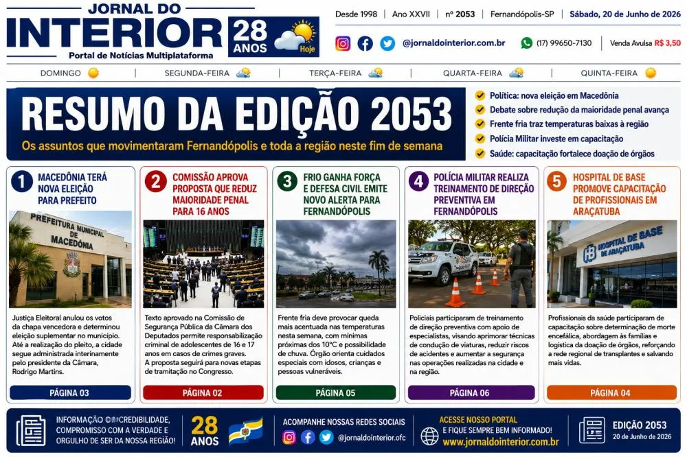 CONFIRA OS DESTAQUES DA EDIÇÃO DESTE SÁBADO 20 DE JUNHO