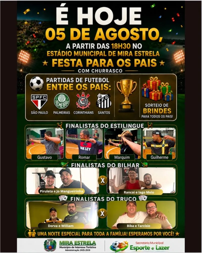 Mira Estrela realiza nesta terça-feira Festa para os Pais com esporte, churrasco e sorteio de brindes