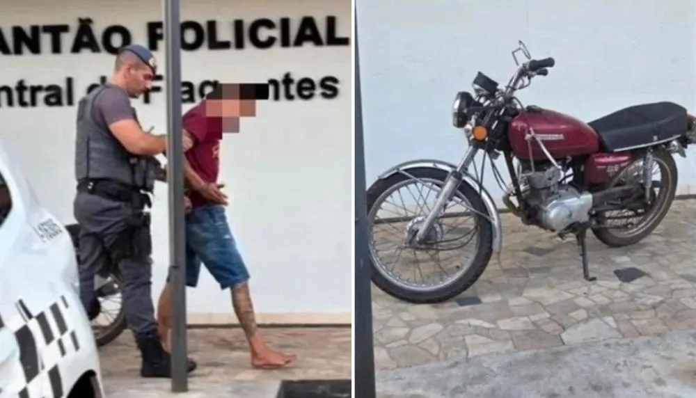 Homem é preso com motocicleta furtada após cair de veículo em fuga