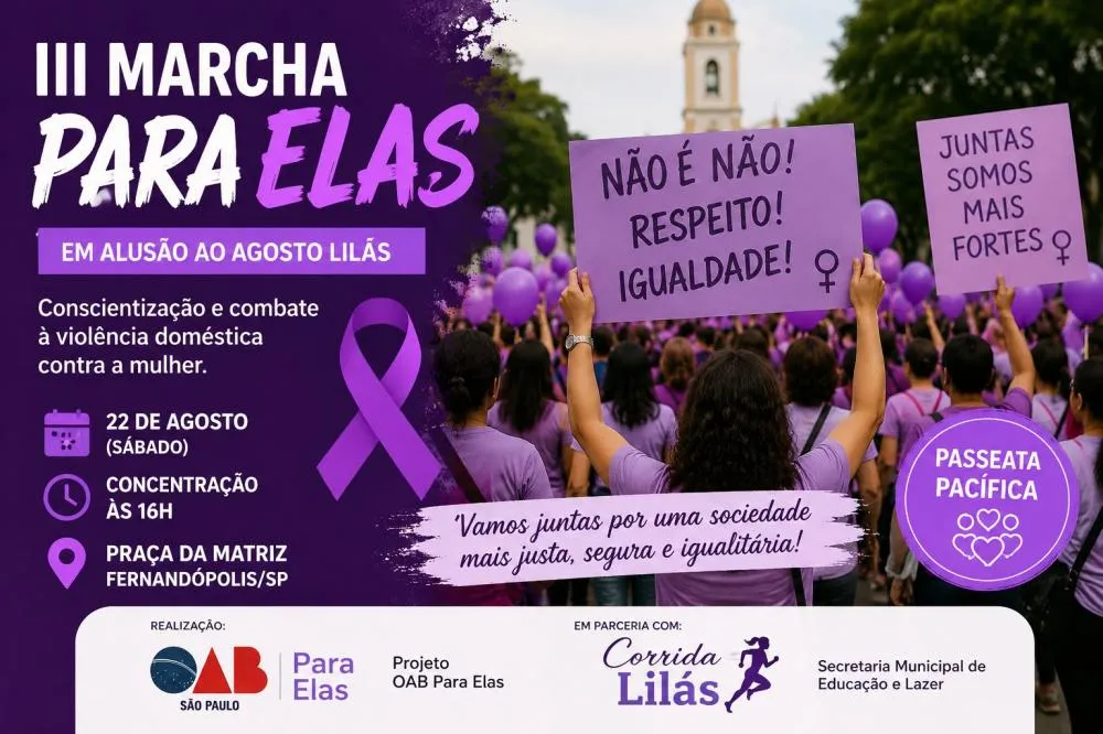 III Marcha Para Elas será realizada neste sábado em Fernandópolis