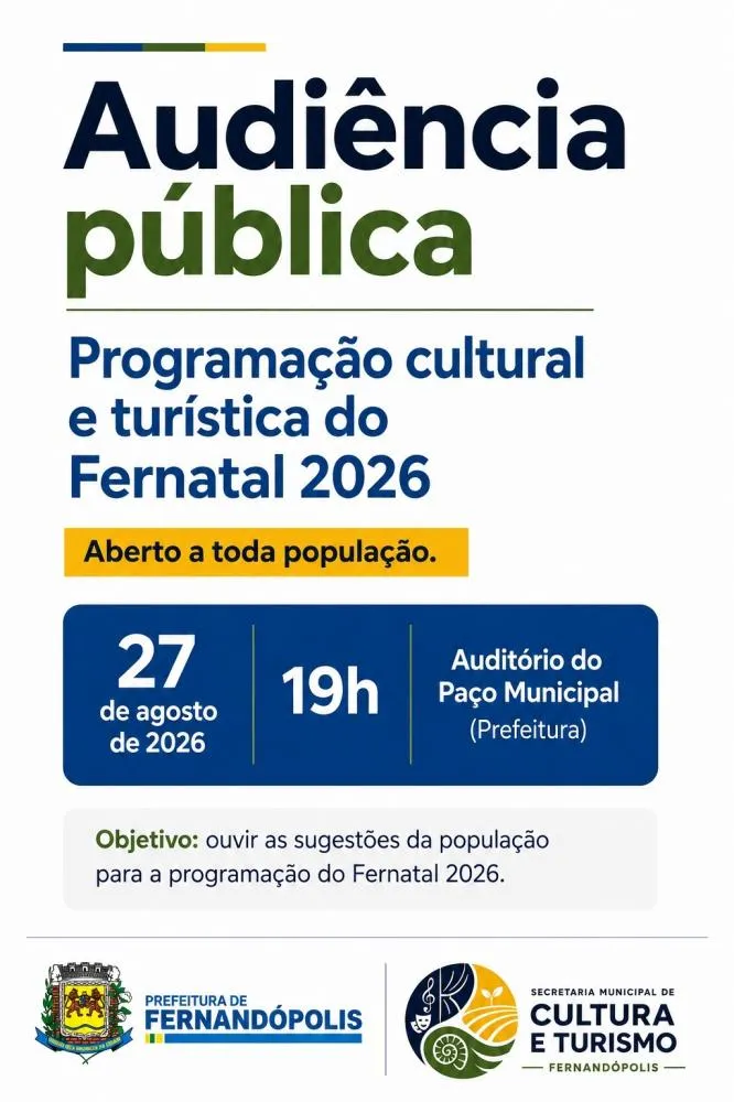 Secretaria de Cultura e Turismo convoca audiência pública para planejamento do Fernatal 2026