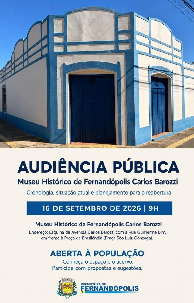 Prefeitura convoca audiência pública para discutir futuro do Museu Histórico Carlos Barozzi