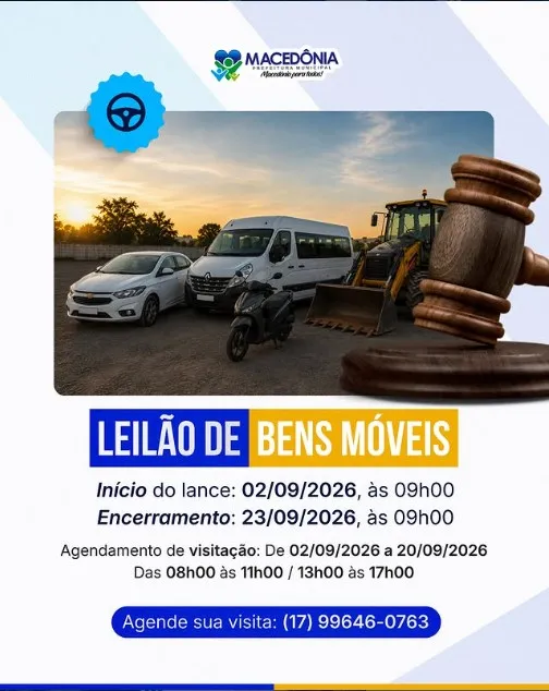 Prefeitura de Macedônia abre Leilão Eletrônico de Bens Móveis