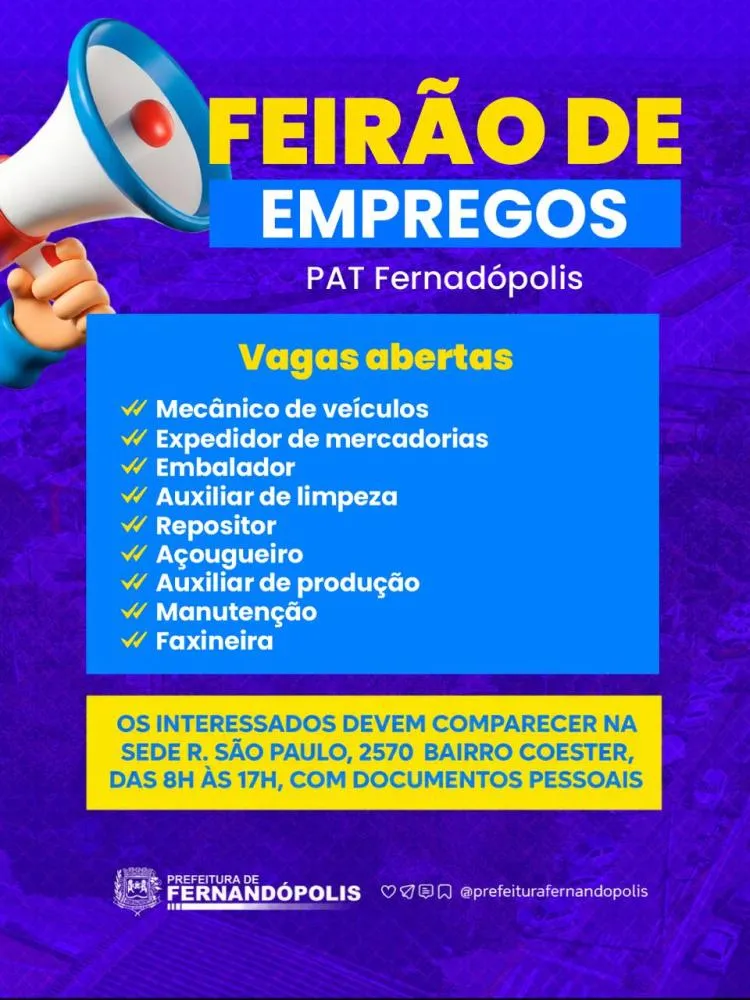 PAT oferece novas vagas no mercado de trabalho 