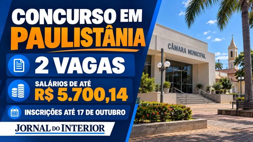 Câmara de Paulistânia abre concurso com salários de até R$ 5,7 mil
