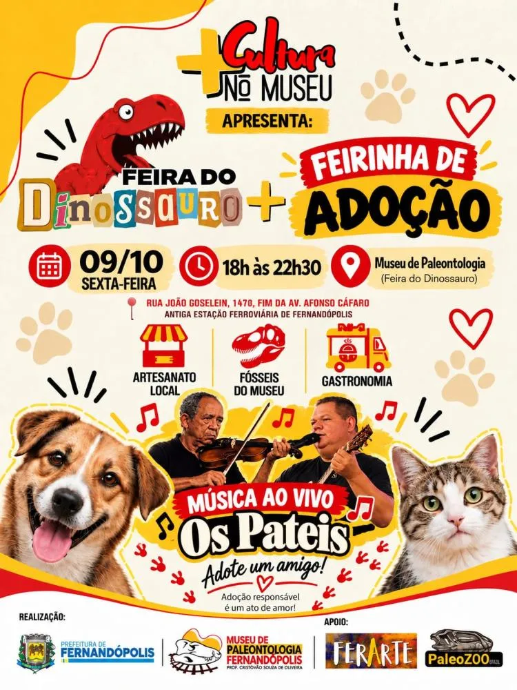 Feira do Dinossauro acontece nesta sexta no Museu de Paleontologia